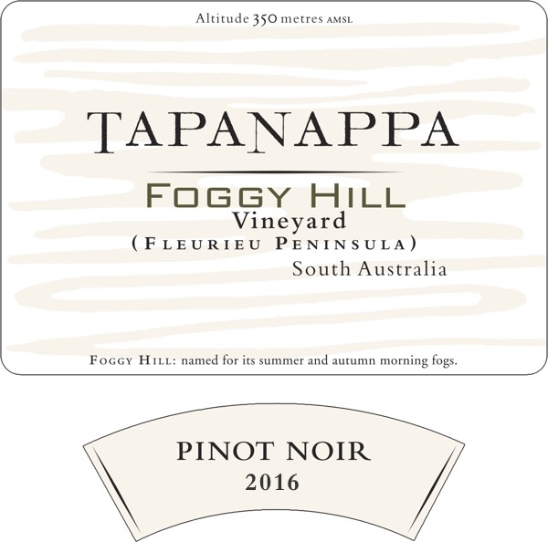Tapanappa Foggy Hill Vineyard 2016 Pinot Noir label